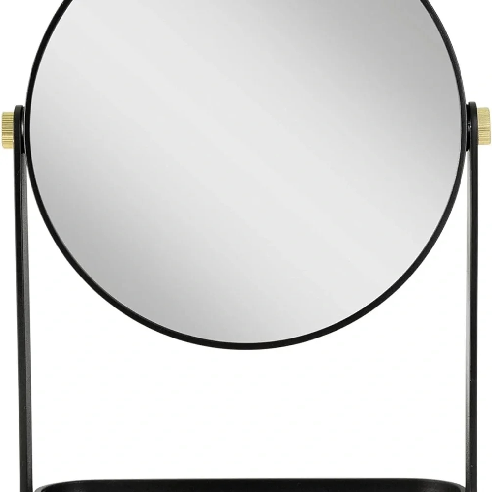 Round Makeup Mirror with 5X/1X and Organizer Tray